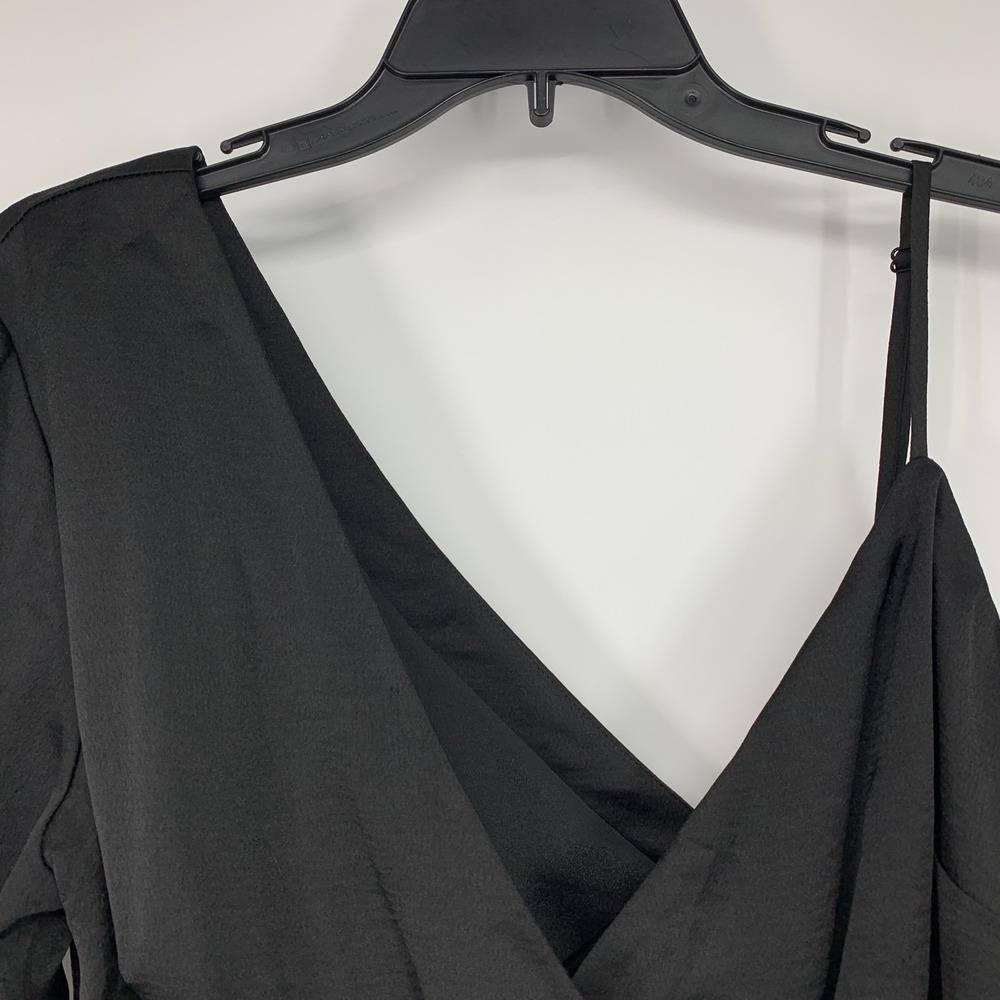Revolve NBD Dress Aria Black Mini Tie Wrap Long Sleeve Satin NWT Womens Large - Picture 7 of 16